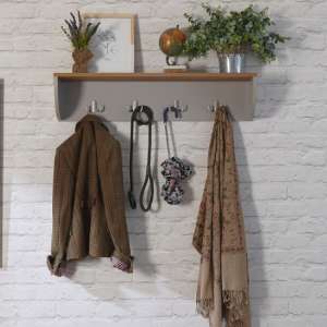 Loftus Wall Mounted Coat Rack In Grey With Shelf
